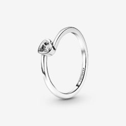 Duidelijke Pandora België Gekanteld Hart Solitaire Ring