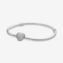 Momenten Sprankelende Pandora België Merk Hart Pave Sluiting Slang Ketting Armband