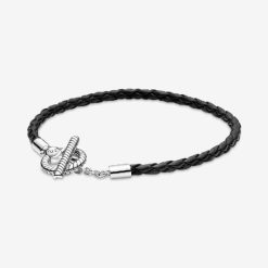 Moments Gevlochten Pandora Belgium Leren T-bar Armband