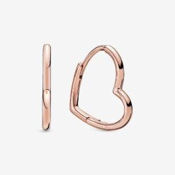 Roos Asymmetrische Hart Hoepel Oorbellen Pandora België