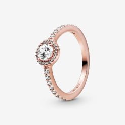 Roos Klassieke Fonkeling Halo Pandora Belgie Ring