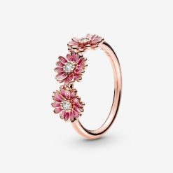 Roos Roze Madeliefje Pandora België Merk Bloem Trio Ring