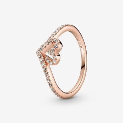 Roos Sprankelend Merk Wishbone Hart Ring Pandora België