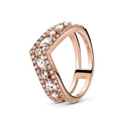 Rose Mousserende Pandora België Merk Marquise Dubbele Wishbone Ring