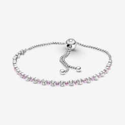 Roze & Doorzichtige Pandora Belgium Sparkle Slider Armband